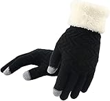 Guantes térmicos cálidos, guantes de punto con pantalla táctil de invierno, guantes de punto a la moda for mujer, mitones, guantes de conducción de muñeca de felpa gruesa for mujer ( Color : Grey )