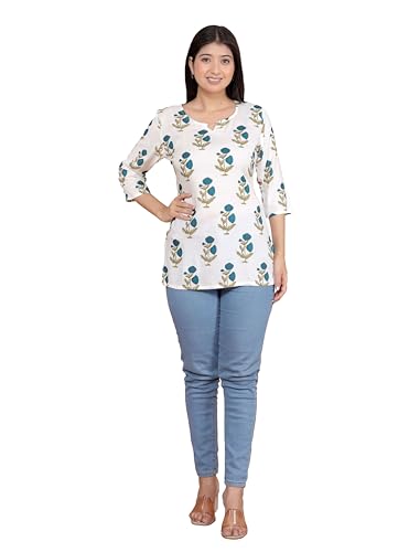 Image of Malikcraft Women's Rayon Printed Short Kurti Stylish Kurta for Women Trendy Short Kurta for Daily & Office Wear PR1