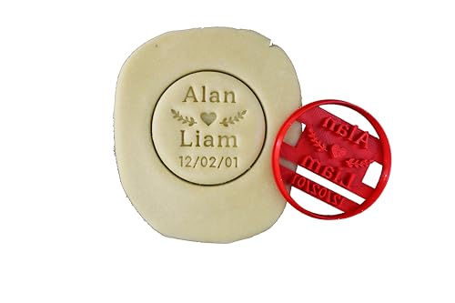 3DKOUPE - Ausstechform rund - Motiv Herz und Lorbeer - Personalisiert mit Text - Typo und Farbe wählbar