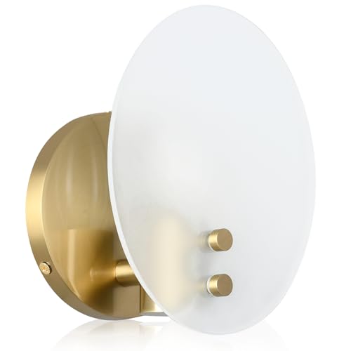 Image of Modern Candle-Inspired Brass Wall Sconces, Room Decor Wall Light Fixture with Oval Style Frosted Glass Shade, Wall Mount Light, Wall Lamp for Bedroom,Living Room, Bedside, Bathroom