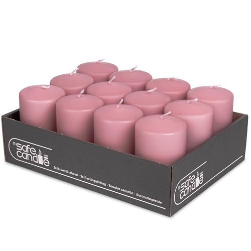 DecoLite 12er Pack Stumpenkerzen 100/60mm - Selbstverlöschend, Safe...