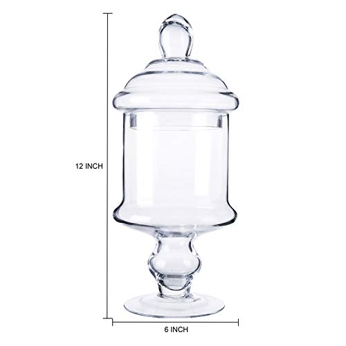 Diamond Star Apothecary Glass Candy Jar With Lids, Candy Buffet Display Elegant Storage Jars, Decorative Wedding Candy Canisters (Height: 12" Body: 6") #TOP2