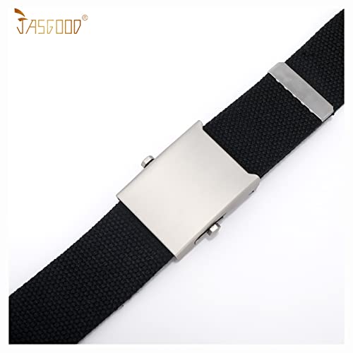 JASGOOD 2 Pack Canvas Web Belt for Men Adjustable Cloth Fabric Military Belt with Metal Buckle3