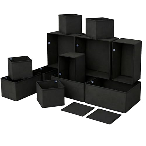 Image of Skrill 12-Piece Foldable Cloth Storage Box Set | Cube Baskets, Bins & Dividers for Closet & Dresser Drawer Organization