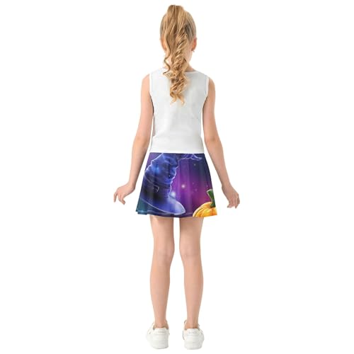 Athletic Shorts Girls Skorts Tennis Skirts for Kids Casual Flowy Skirt Halloween Pumpkins 3t4