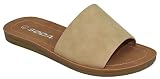 Soda Shoes Efron-S Women Flip Flops Basic Plain Slippers Slip On Sandals Slides Casual Peep Toe Beac