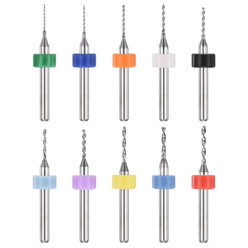 Image of PATIKIL 10Pcs 0.6mm-1.5mm Micro Drill Bits Set Carbide Tungsten Steel 135° Mini Small Bits Print Circuit Board Drilling Tool for CNC Engraving Precision Machinery