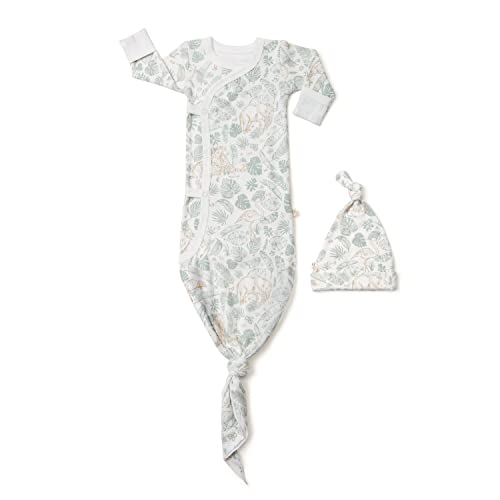 Image of MakeMake Organics GOTS Certified Organic Cotton Kimono Knotted Blanket Tie Swaddle Hat Set Mittens Baby Boys Girls