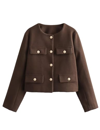 Women Cropped Tweed Blazer Jacket Casual Business Slim Fit Work Office Short Tweed Blazer Suit Elegant Outerwear