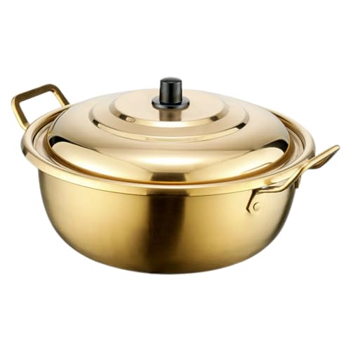 HOLIDYOYO Stainless Steel Noodle Pot with Lid and Double Handles 8.66 Inch Soup Pot for Cooking Ramen Stew Stock Kitchen Use