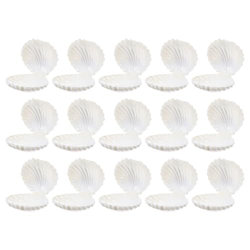 Cabilock Lot de 15 Boîtes à Dragées Coquillage Blanc Nacré – Contenants Cadeaux pour Mariage, Baptême, Anniversaire Thème Sirène, Boîtes à Bijoux et...