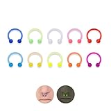 POYAMUSE Glow in the Dark Neon Colored Horseshoe Circular Barbell Piercing Ring - Nose Septum Eyebrow Lip Rings Septum Retainer for Women Piercing Jewelry-10pcs
