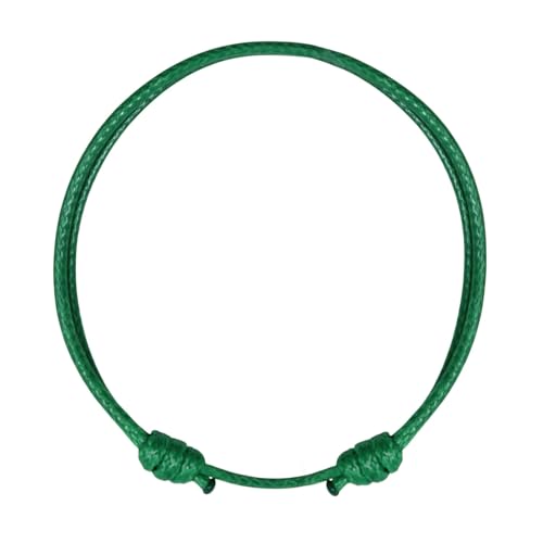 Luck Strings Green Wax Nylon Cord Bracelet - Waterproof Adjustable Unisex String Bracelet for Men & Women Minimalist Friendship Gift Nautical & Beach Jewelry Prosperity Symbol (Green one size)