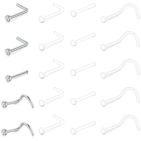 VCMART 20pcs Clear Nose Studs for Work Cover
