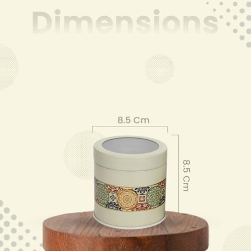 Image of Mandala Collection Airtight Kitchen Container Set| 450ML- Set of 2| Food Grade Metal Jars for Masala, Seeds, Cookies & Dry Storage| Vacuum Lid, Rust Resistant| Beige Rangoli Canisters