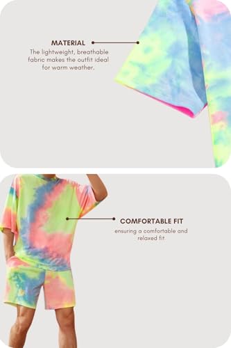 Image of DHRUVI TRENDZ Unisex Co Ord Set | Trendy Night Dress | T Shirt and Short Set Combo Lounge | Stylish Summer Travel Wear | Matching Two-Piece for Vacation