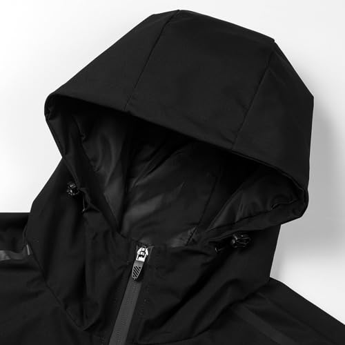 Men's Lightweight Waterproof Two Tone Zip Up Hooded Jacket Outdoor Shell Jacket for Hiking Travel4