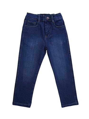 Image of KiddoPanti Boys Regular Fit Denim Pant | Stretch Poly Cotton Denim | Regular Fit Full Length Pant | Back Elasticated & Button with Zip Open Fly