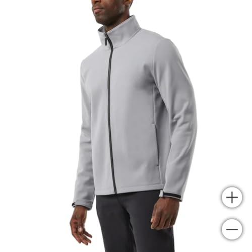 32 Degrees Men's Full Zip Jacket – Regular Fit, Outdoor Casual, Adjustable Cuffs, Stand Collar, Brushed Interior, Active Zip Coat (Gray, M)2