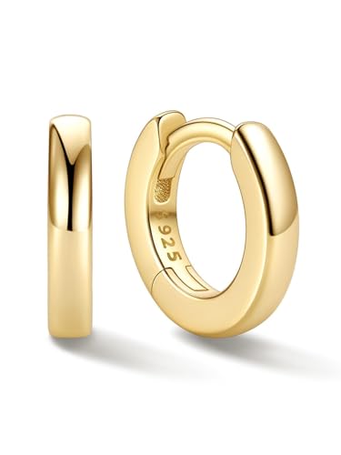 Image of ChicSilver 925 Sterling Silver Huggie Hoop Earrings Small Hoop Earrings for Women Hypoallergenic Silver Huggie Earring Cartilage Earrings for Women (6 /8 /10 /12 /14 /16 /18 /20MM)