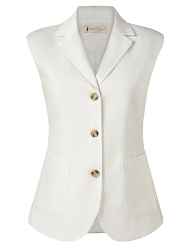 Belle Poque Vest for Women Business Casual Sleeveless Blazer Suit Vest Tops Light Jackets Blazers with Pockets