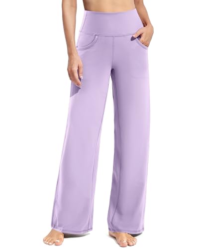 Image of Promover Wide Leg Pants Woman Yoga Pants with Pockets Stretch Loose Casual Lounge Sweatpants Petite /Regular /Tall