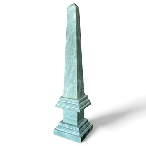Obélisque en marbre vert clair de 40 cm, sculpture décorative pour table - 4