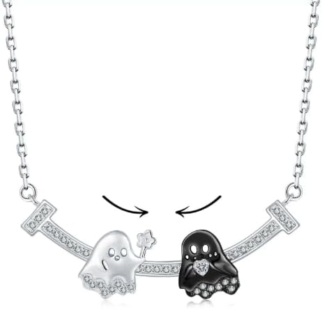 XAM Adjustable Ghost Charm Necklace with Crystal Accents - Creative Halloween Jewelry, Unique Gift for Friends or Couples, Festive Accessory for Parties or Daily Wear, Fashionable Design - Image 2
