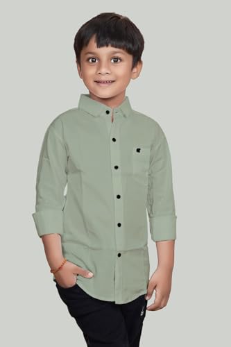 Image of Boys Solid Casual Shirt in Cotton Fabric