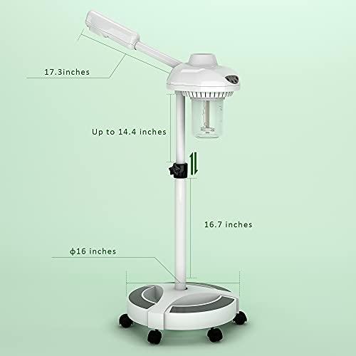 Professional Facial Steamer, Kingsteam Face Steamer with Stronger Steam and More Stable Wheel Rolling Base Design for Face Sauna Spa and Personal Care Use at Home or Salon (Up-Grade White)