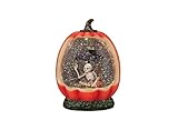 Roman 8.25” Lighted Swirl Pumpkin Glitterdome with Skeleton Inside – Halloween Tabletop Decoration with Glitter Water Effect