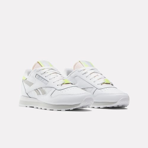 Image of Reebok Women's Classic Leather Trainers, Ftwwht Pugry2 Aciyel, 10.5 US