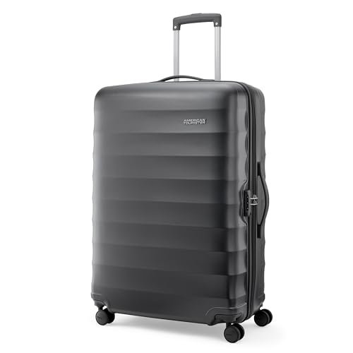 Image of American Tourister Barcelona | Check-in Trolley Bag (79 cm) | 360 8 Wheel Travel Luggage | Hard Case Polycarbonate Suitcase | Mounted Combination Lock | Gun Metal