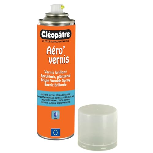 CLEOPATRE – Aéro'Vernis – Aérosol de Vernis Brillant - Spray transparent 250 ml - Tous Supports – Idéal Loisirs Créatifs