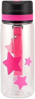 Polar Gear Kids Flip Cap Bottle  550ml Tritan Star Bottle with Detachable Carry Strap  Wide Neck Drinking Water Bottle with Dust Cover Lid  BPA Free & Reusable  for School & Sports  Pink