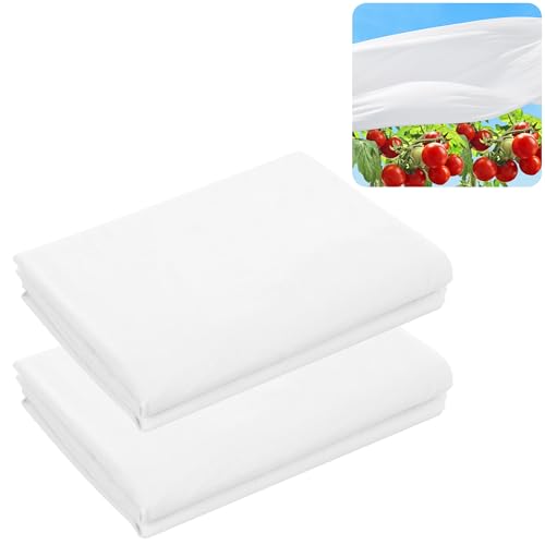 DECOHS 2 Pcs Plant Sun Protection Cloth, 20 x 10 Ft Garden Plant Shade Cloth, Non-Woven White Light...