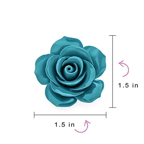 Image of Bling Jewelry Romantic Fashion Statement Pink Blue Black White Red Floral Blooming 3D Carved Large Rose Flower Brooch Scarf Pin For Women Teen