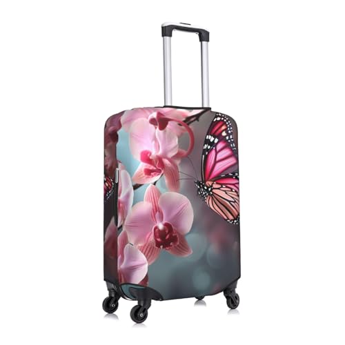 Orchid Flower Butterfly Soft Fresh Spring Luggage Cover for Suitcase TSA Approved Elastic Suitcase Cover Travel Luggage Protector Cover Washable Trolley Case Cover Fit 18-32 Inch Luggage X-Large3