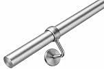 Stiley Living Stainless Steel Wall Mounted Indoor Banister Rail System with Steel Brackets & Fixings – Stainless Steel Wall Mounted Indoor Stair Banister Rail – Modern Railing System – 2.4m
