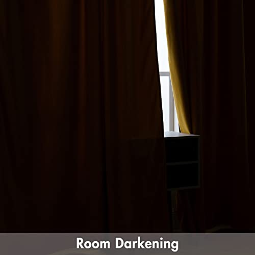 Image of MIULEE Mustard Yellow Blackout Velvet Curtains Drapes 63 Inch Long 52 inchx63 inch
