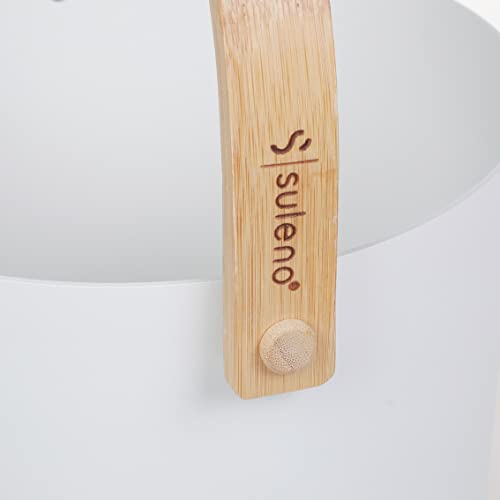 SULENO - Sauna Set KJELL 2 | 9-teilig - Saunakübel, Saunakelle, Klimamesser 2in1, Sanduhr, Saunadüfte, Saunazubehör (Weiß) - 3