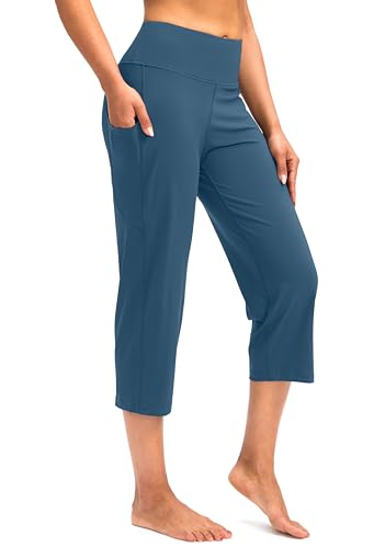 Image of G Gradual Capri Pants for Women High Waist Workout Yoga Pants with Pockets Tummy Control Leggings Crop Straight