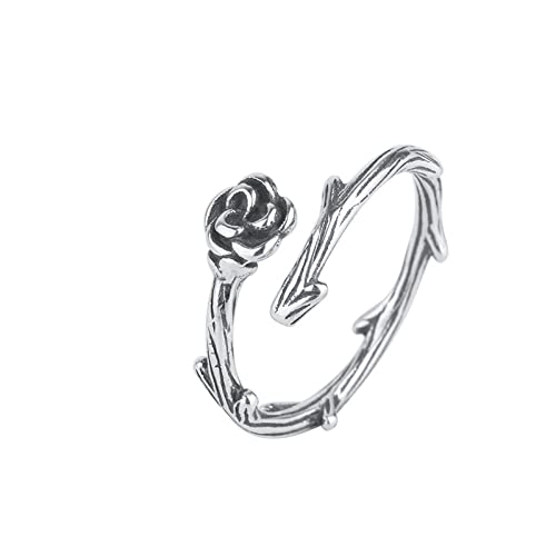Bague épines de rose en argent 925 ajustable pour femme