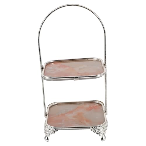 Zerodeko Supporto Per Torta Quadrato A Due Livelli Supporto Per Torta in Ferro Vassoio Per Servire Dolci Robusto E Decorativo
