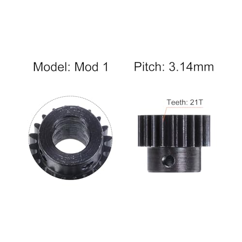 sourcing map 2 Stück 1Mod 21T Ritzel Zahnrad Zahnräder 10mm Bohrung aus Gehärtetem Stahl Motorzahnstange Stirnrad mit Stufe für RC Auto LKW Buggy Getriebe Antrieb