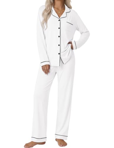 Image of Ekouaer Pajamas Womens Long Sleeve Sleepwear Button Down Loungewear Pjs Set
