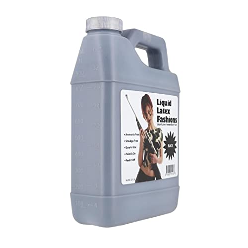Black 32 Oz - Liquid Latex Body Paint, Ammonia Free No Odor, Easy On And Off, Cosplay Makeup, Creates Professional Monster, Zombie Arts #TOP3