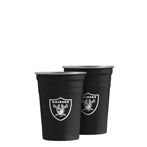 FOCO Las Vegas Raiders NFL 2 Pack Reusable Stainless Steel 16 oz Tumbler Cup