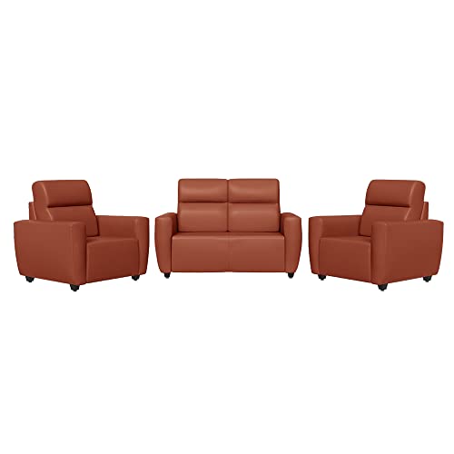 Image of Wakefit Sofa Set | 3 Year Warranty | Sofa 4 Seater, 4 Seater Sofa for Living Room, Wooden Sofa Set, Sofa Set 2+1+1 Seater - Belize(Romance : Tan)