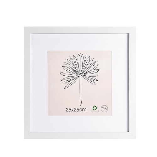LYYYYX Bilderrahmen 25x25cm mit Passepartout Fotorahmen mit Acrylglas zum Senkrechten Oder Waagerechten Aufhängen Bilderrahmen für Fotos, Poster, Puzzles 1er Set